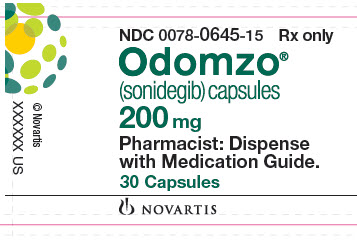 PRINCIPAL DISPLAY PANEL\nNDC 0078-0645-15\nOdomzo\n(sonidegib) capsules\n200 mg\nPharmacist:  Dispense with Medication Guide.\n30 Capsules\nRx only\nNovartis