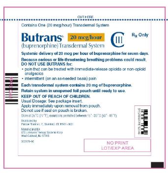 Butrans 20 mcg carton