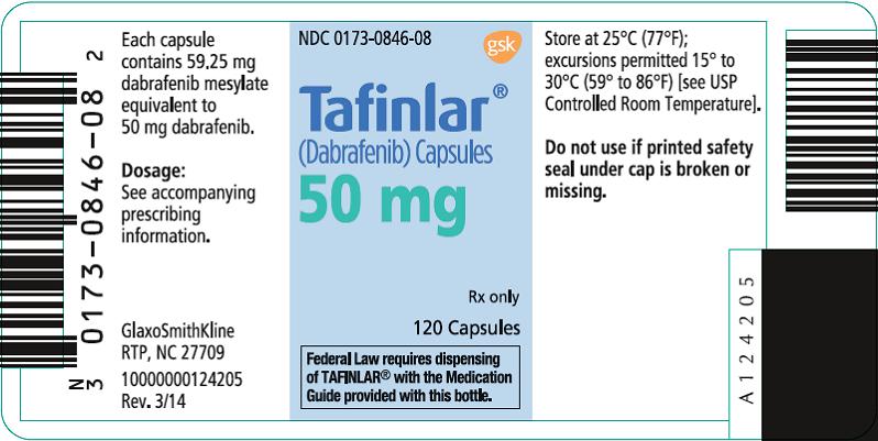 Tafinlar 50mg 120 count label
