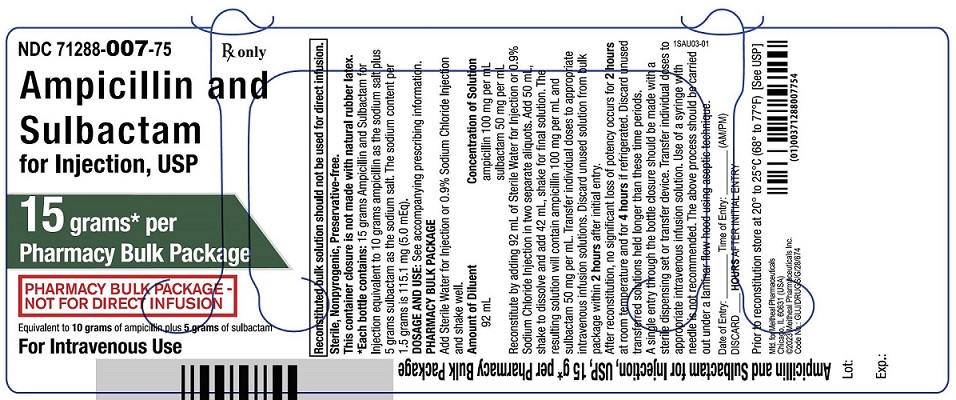 Principal Display Panel – Ampicillin and Sulbactam for Injection, USP 15 gram Bottle Label