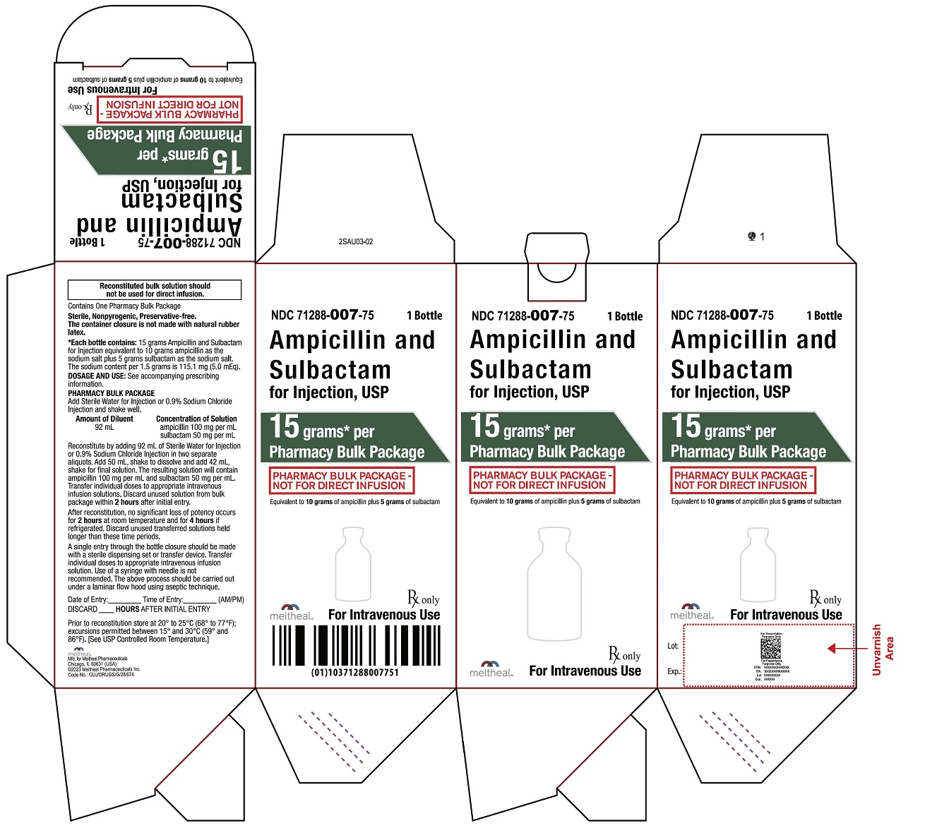 Principal Display Panel – Ampicillin and Sulbactam for Injection, USP 15 gram Carton