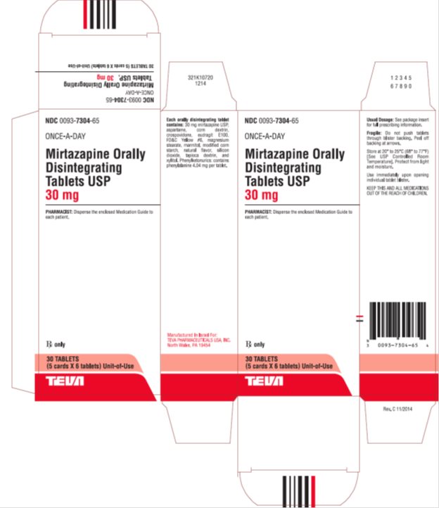 Mirtazapine Orally Disintegrating Tablets USP 30 mg 30s Box