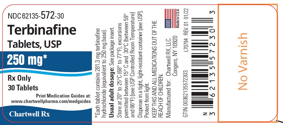Terbinafine Tablets, USP 250 mg - NDC 62135-572-30 - 30 Tablet Label