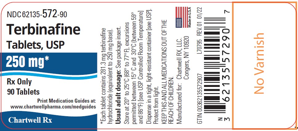 Terbinafine Tablets, USP 250 mg - NDC 62135-572-30 - 30 Tablet Label
