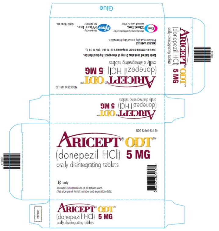 NDC 62856-831-30  ARICEPT® ODT™ (donepezil HCl) 5 MG orally disintegrating tablets