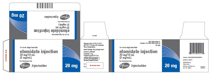 Etomidate injection 20 mg per 10 ml vial label