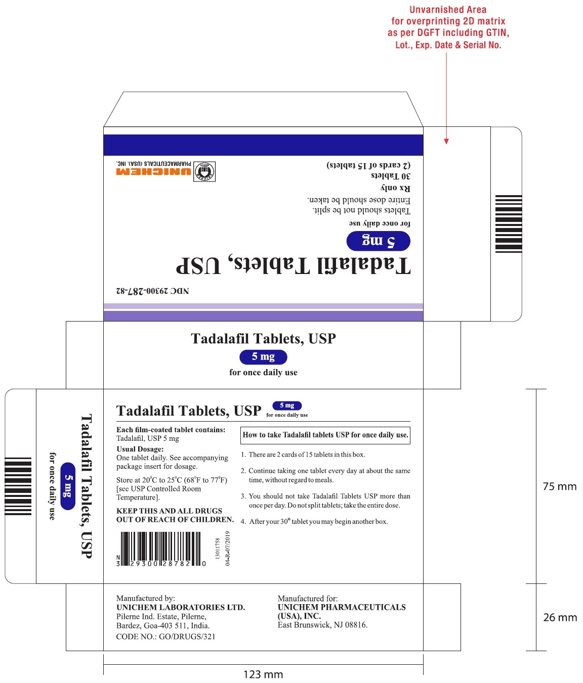 Tadalafil Tablets USP 2.5 mg - Carton