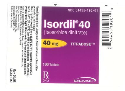 Isordil - 40 mg Label