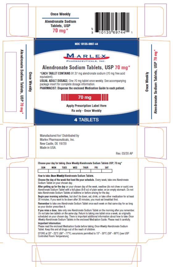 PRINCIPAL DISPLAY PANEL - 70 mg Tablet Blister Pack Carton 4 Tablets Rx only NDC 10135-0697-44 Once Weekly