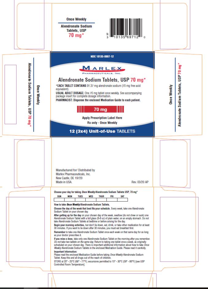 PRINCIPAL DISPLAY PANEL - 70 mg Tablet Blister Pack Carton 12 (3×4) Unit-of-Use Tablets Rx only NDC 10135-0697-12  Once Weekly