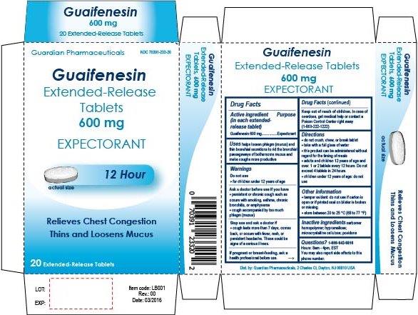guaifenesin extended-release tablets 600 mg expectorant 12 hour