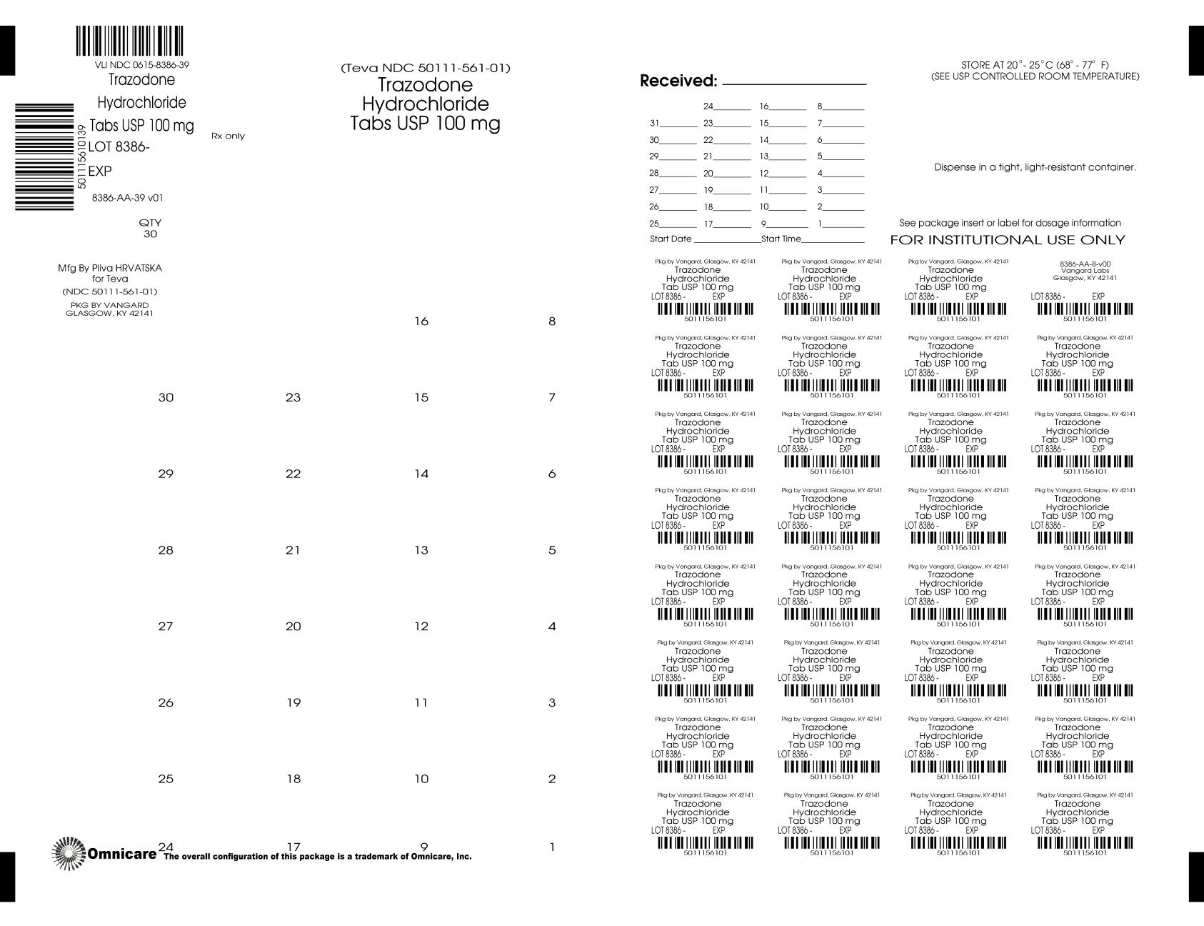 Trazodone 100mg bingo card label