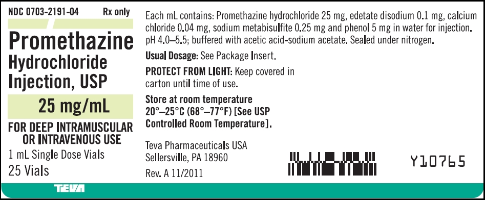 Promethazine Hydrochloride Injection, USP 25 mg/mL, 1mL Single Dose Vial x 25 Tray Label