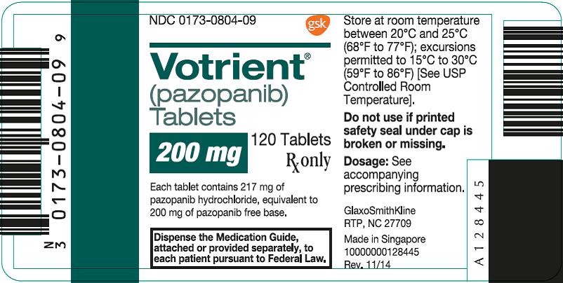 Votrient 200mg 120 count label