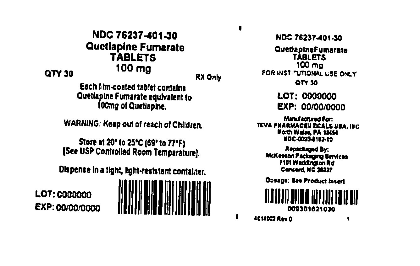 Quetiapine Tablets USP 100 mg 100s Label